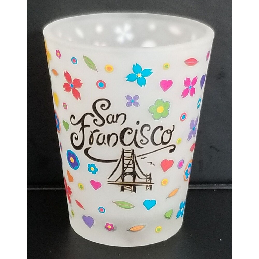 San Francisco Frosted glass shot glass with Flowers